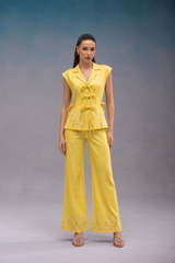 Yellow & White Embroidered Co Ord Set