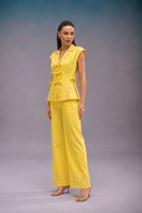 Yellow & White Embroidered Co Ord Set