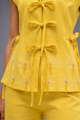 Yellow & White Embroidered Co Ord Set