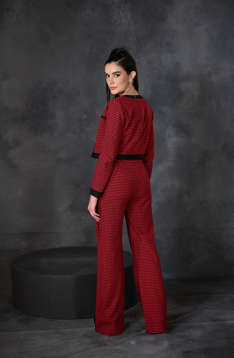 Red Black Houndstooth Pants