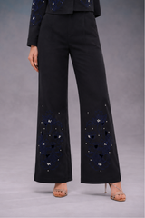 Electric Blue & Black Floral Cutwork Set