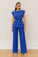 Cobalt Blue Embroidered Co Ord Set