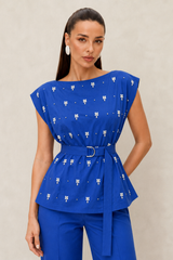 Cobalt Blue Embroidered Co Ord Set