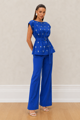 Cobalt Blue Embroidered Co Ord Set