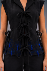 Electric Blue & Black Embroidered Co Ord Set