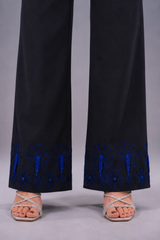 Electric Blue & Black Embroidered Co Ord Set