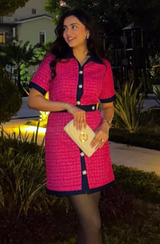 Pink Tweed & Denim Dress