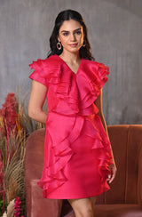 Hot Pink Ruffle Mini Dress