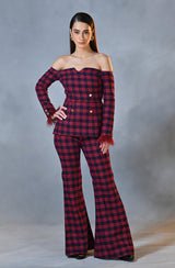 Red Blue Winter Check Pants