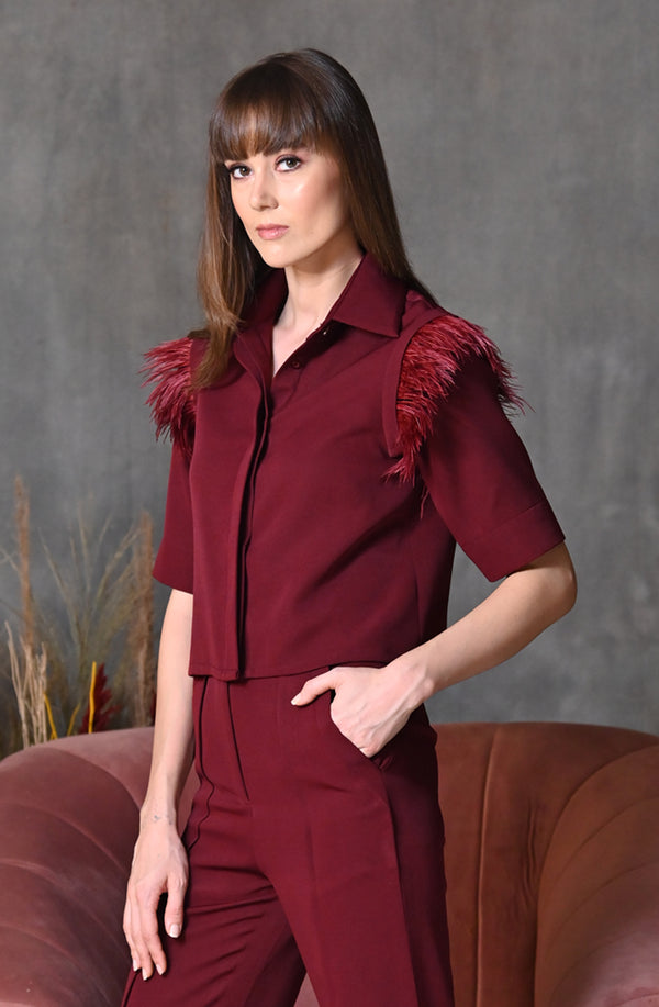 Brick Red Feather Shirt