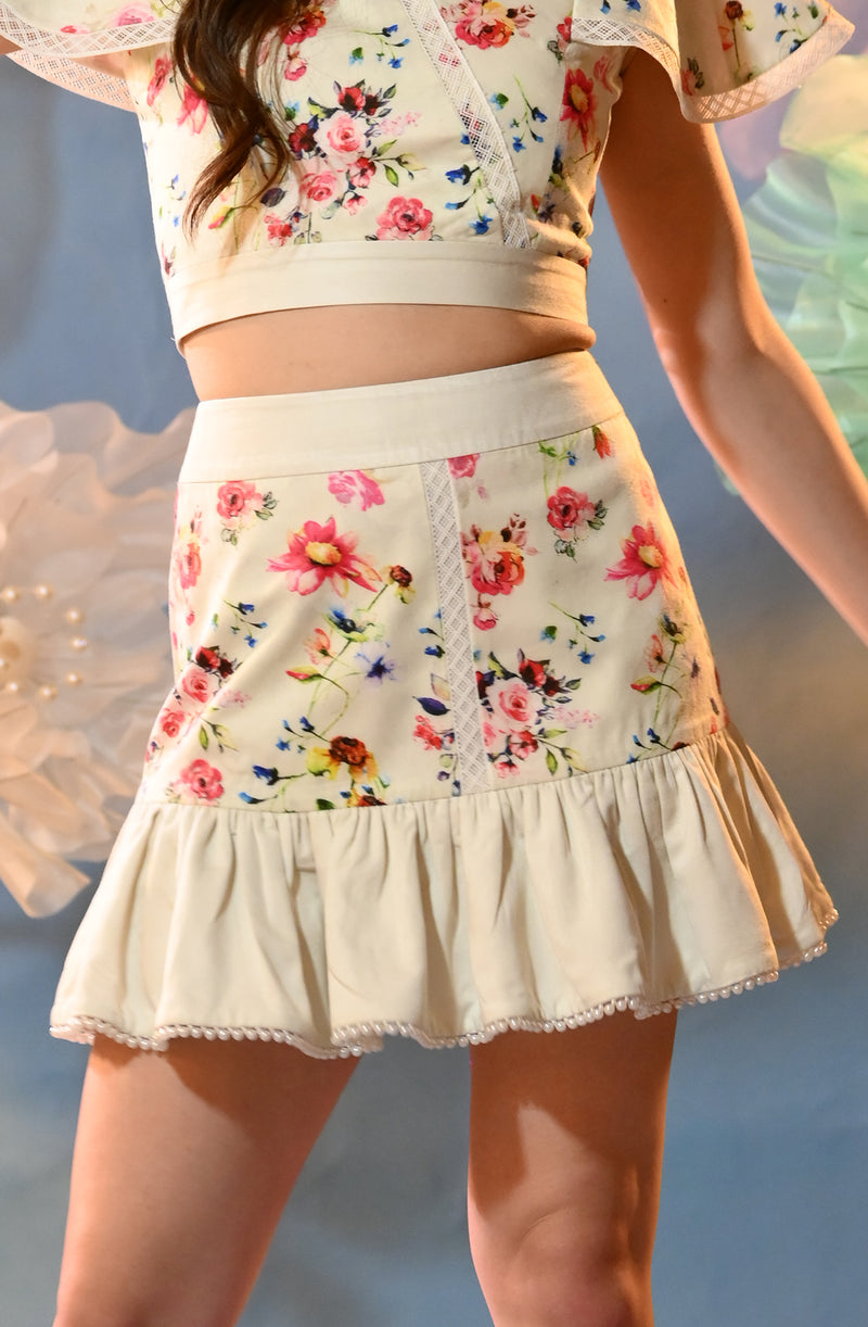 White Floral Skirt