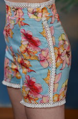 Blue Floral Shorts Set