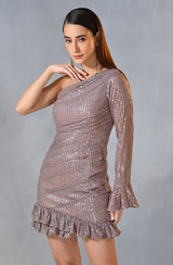 Light Lilac Sequin Drape Dress