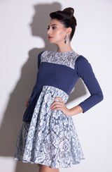 Blue Lace Half Blazer Dress