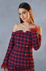 Red Blue Winter Check Co- Ord Set