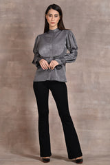Grey Shirt With Cuff Detail