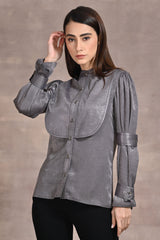 Grey Shirt With Cuff Detail