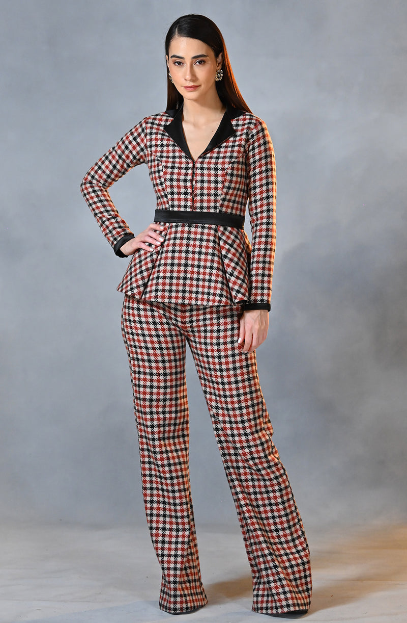 Brown Gingham Co- Ord Set